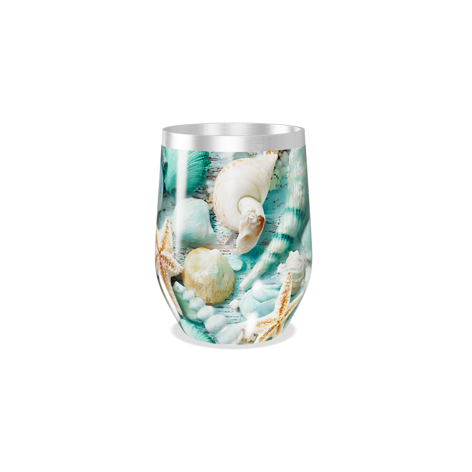 Copo Térmico Slim - Conchas Azul Aço Inox