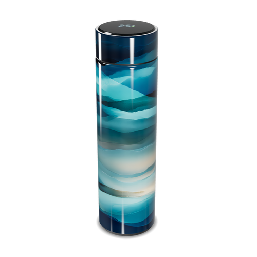 Garrafa Térmica Touch - Azul com Estampa Ondulada