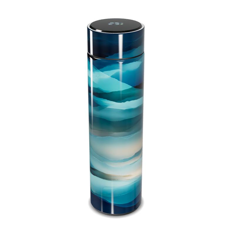 Garrafa Térmica Touch - Azul com Estampa Ondulada