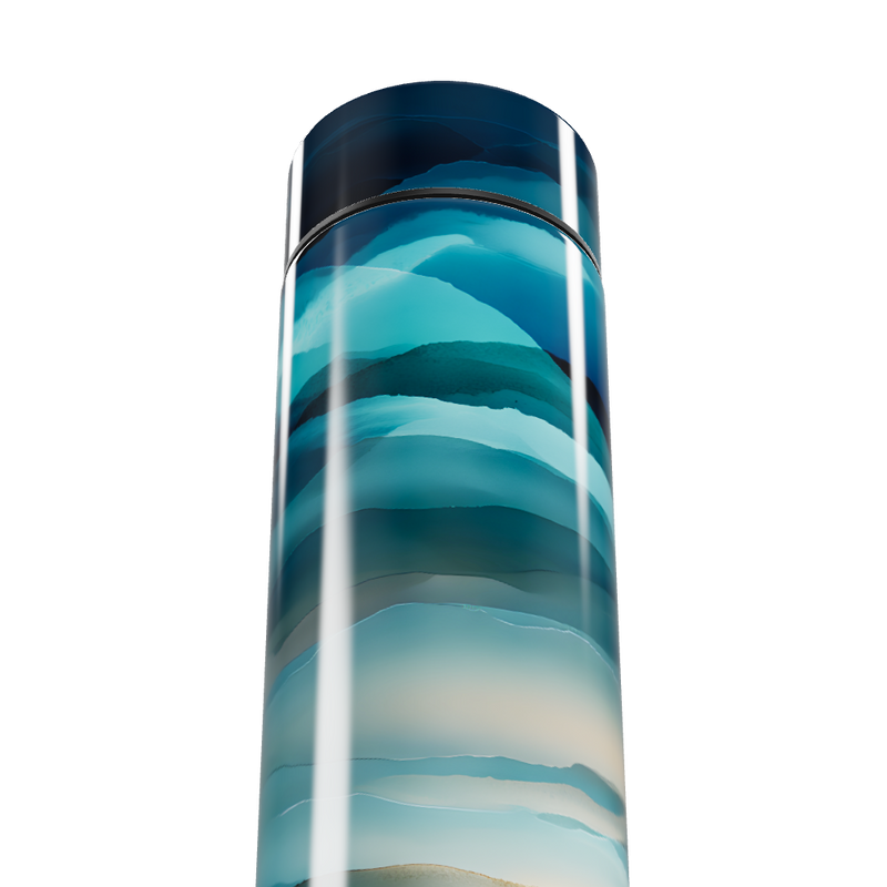 Garrafa Térmica Touch - Azul com Estampa Ondulada