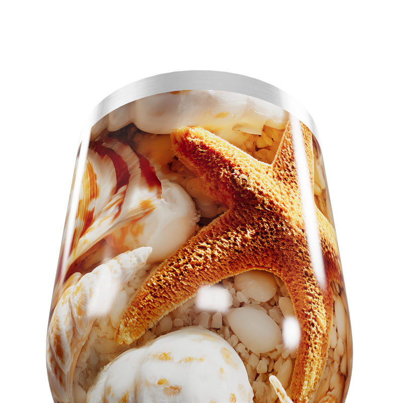 Copo Térmico Slim - Estampa Conchas e Estrela do Mar