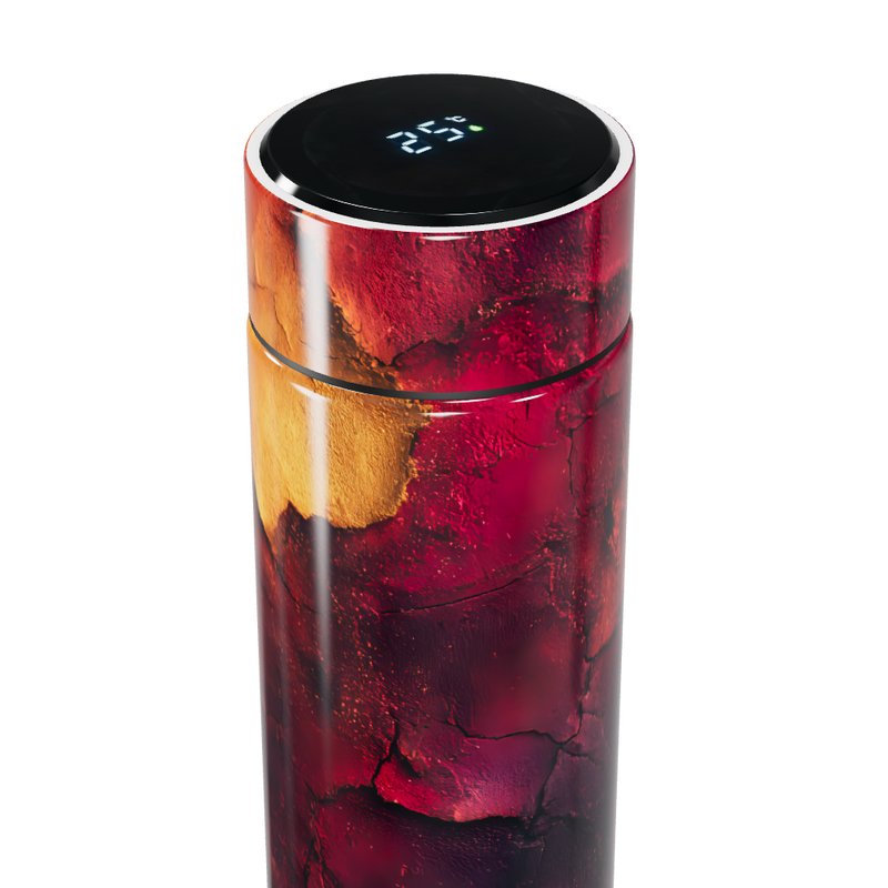 Garrafa Térmica Touch - Vermelha Marmorizada Digital