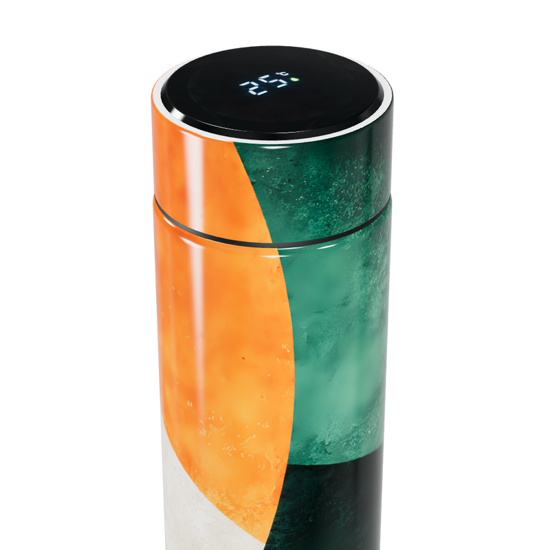 Garrafa Térmica Touch - Verde e Laranja Moderna