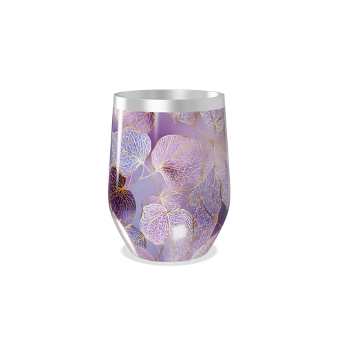 Copo Térmico Slim - Roxo com Folhas Decorativas