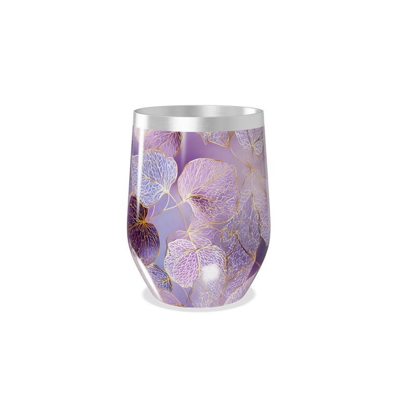 Copo Térmico Slim - Roxo com Folhas Decorativas