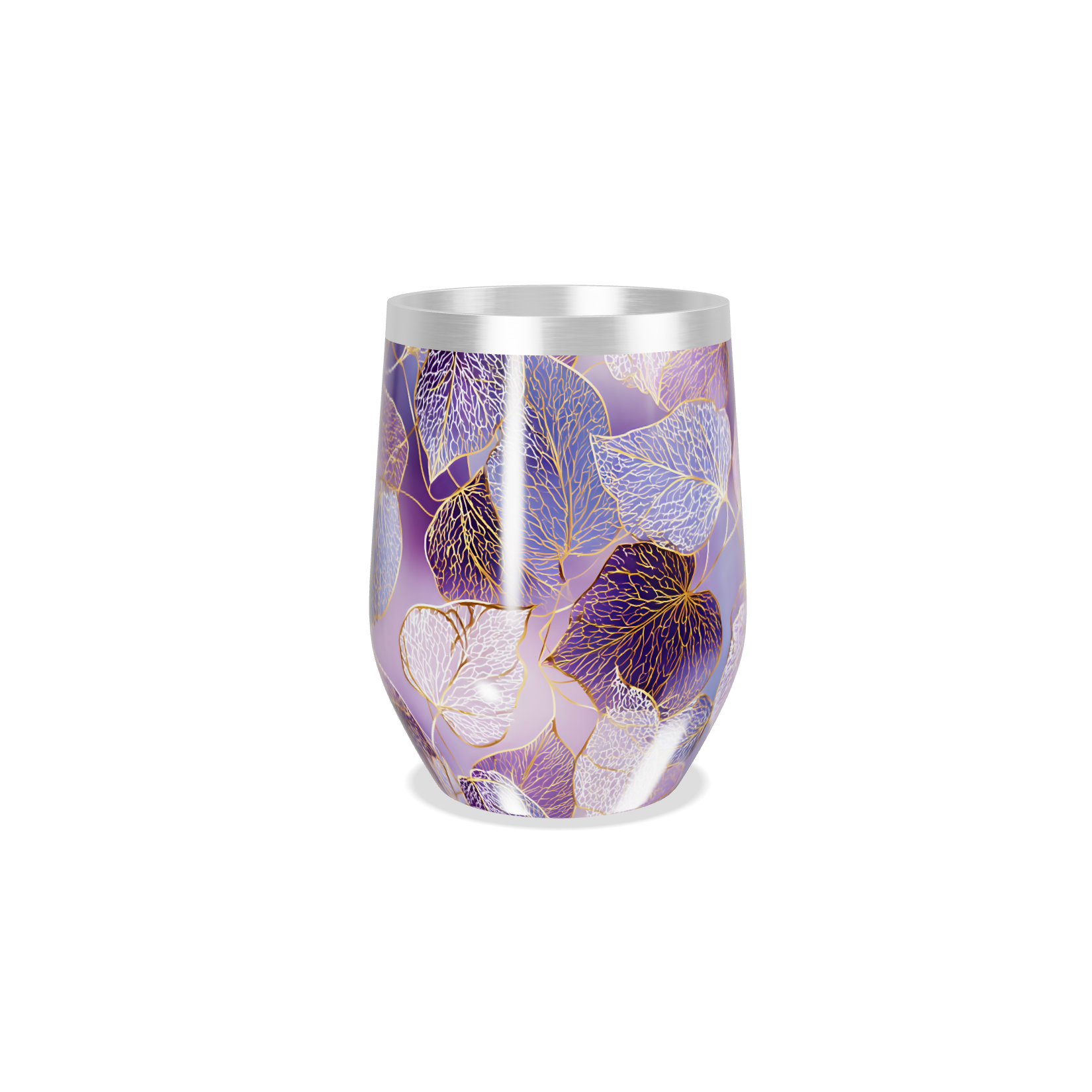 Copo Térmico Slim - Roxo com Folhas Decorativas