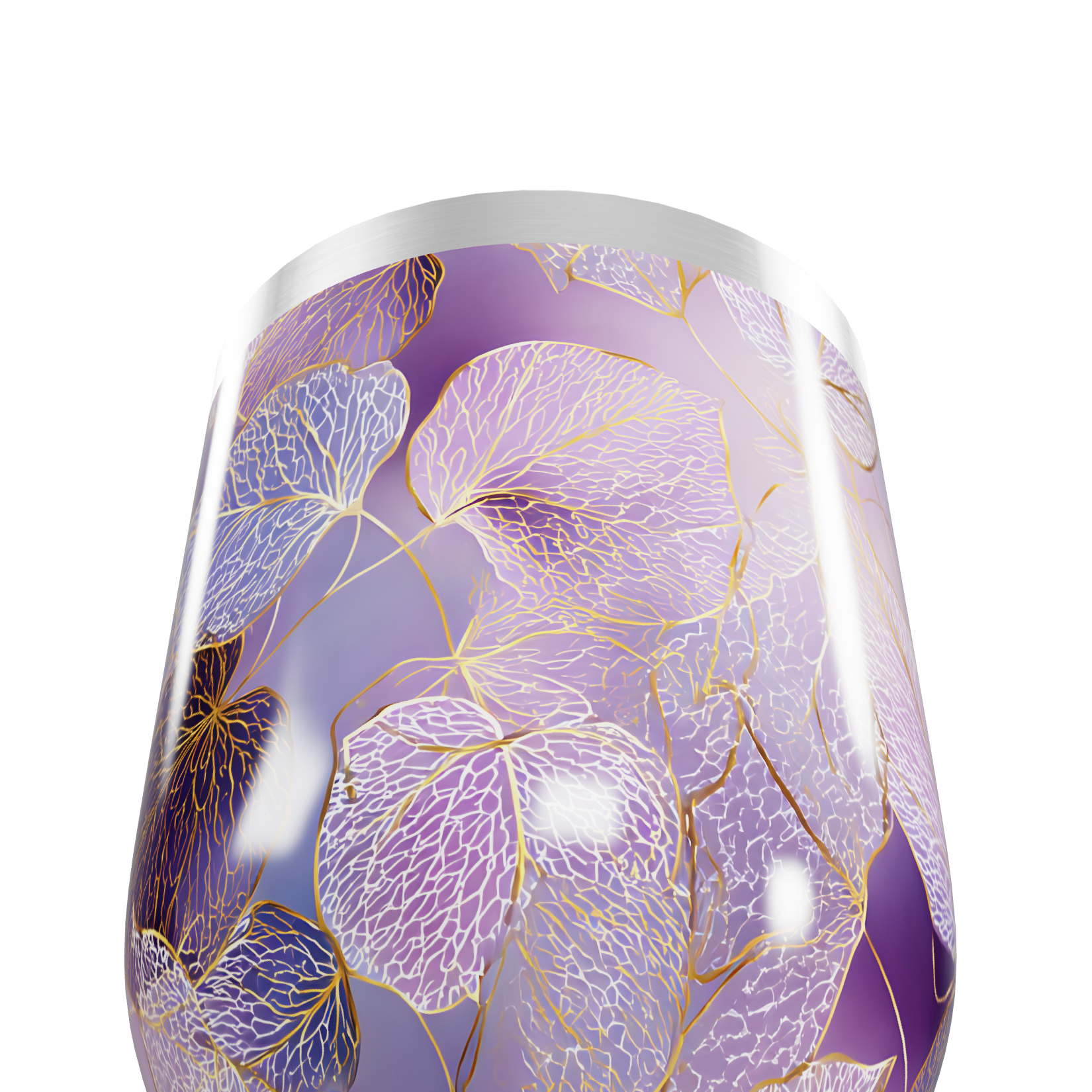 Copo Térmico Slim - Roxo com Folhas Decorativas