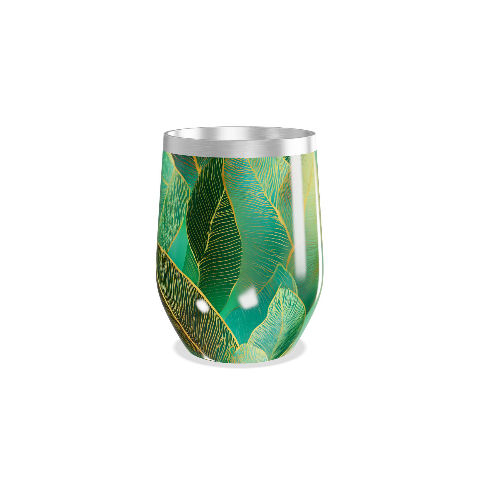 Copo Térmico Slim - Folhas Verde Inox