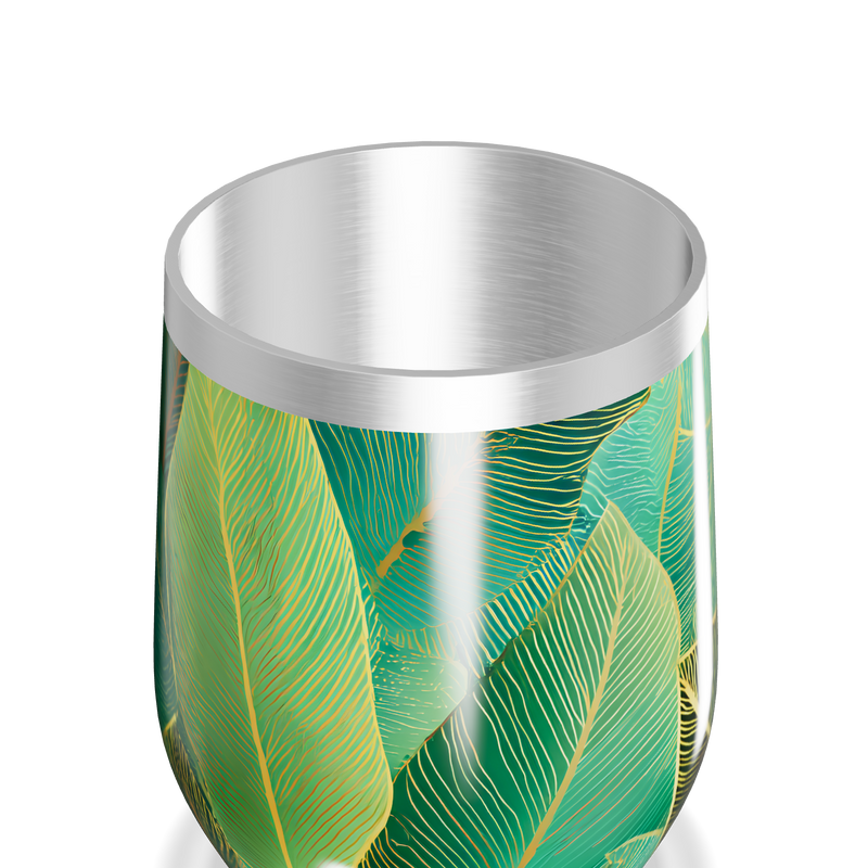 Copo Térmico Slim - Folhas Verde Inox