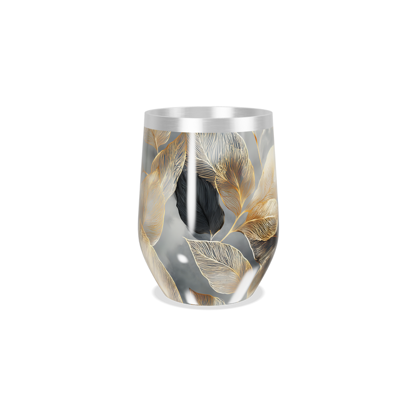 Copo Térmico Slim - Folhas Douradas Inox