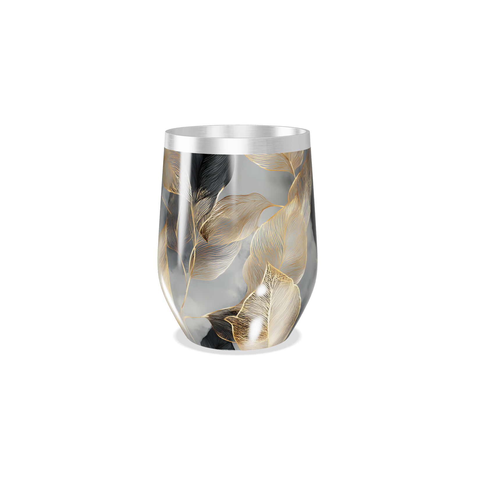 Copo Térmico Slim - Folhas Douradas Inox