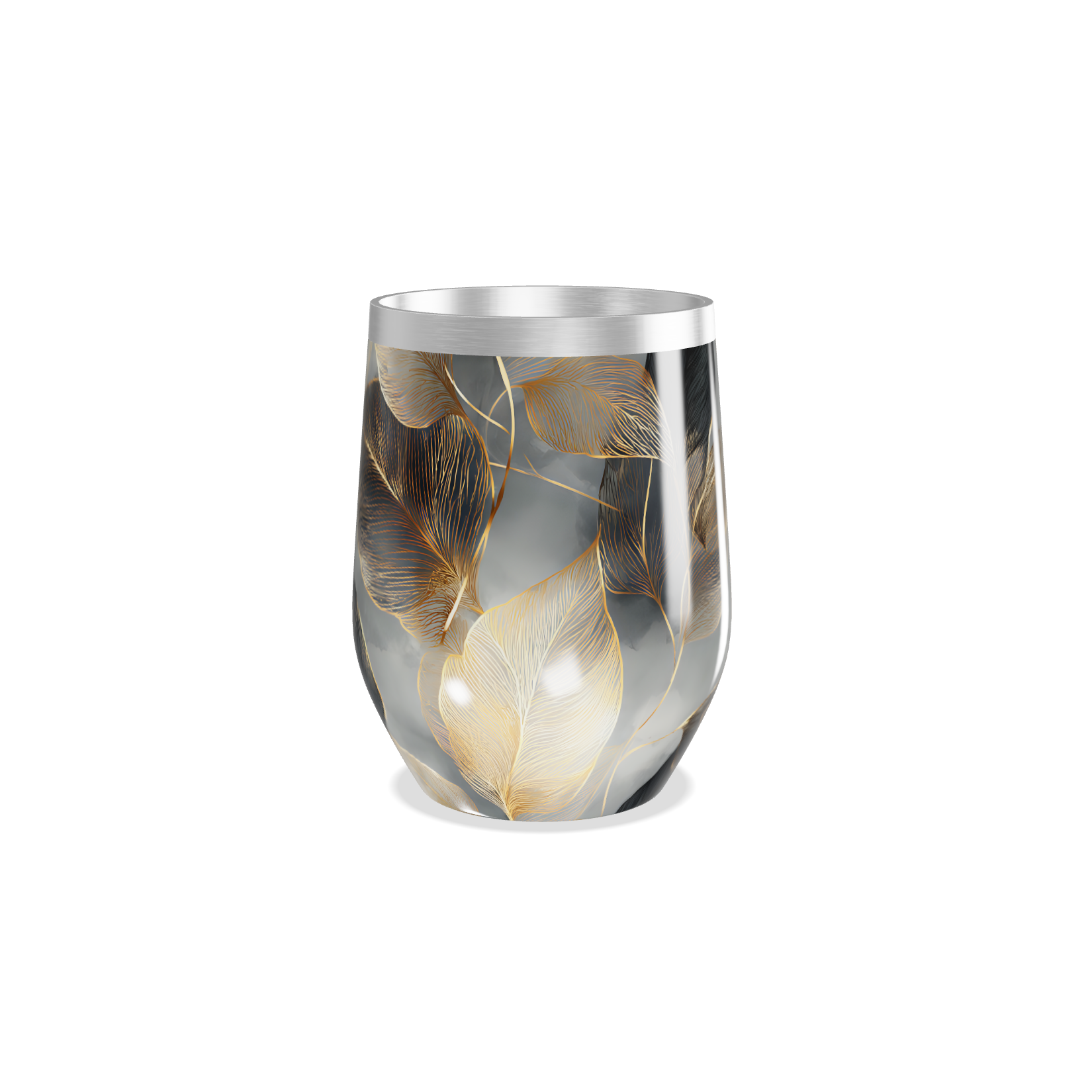 Copo Térmico Slim - Folhas Douradas Inox