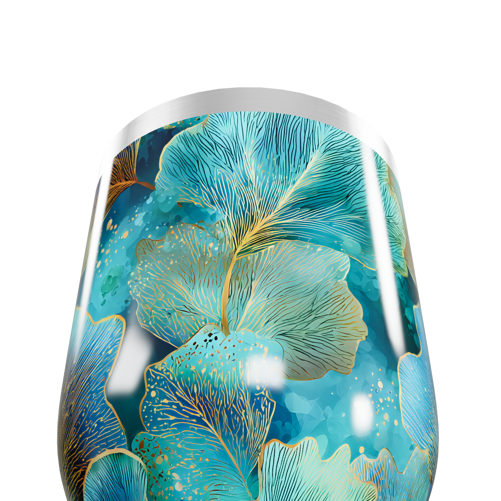 Copo Térmico Slim - Azul Floral Inox