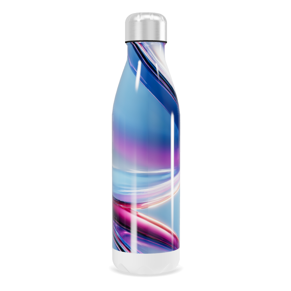 Garrafa Inox - Azul com Design Abstrato