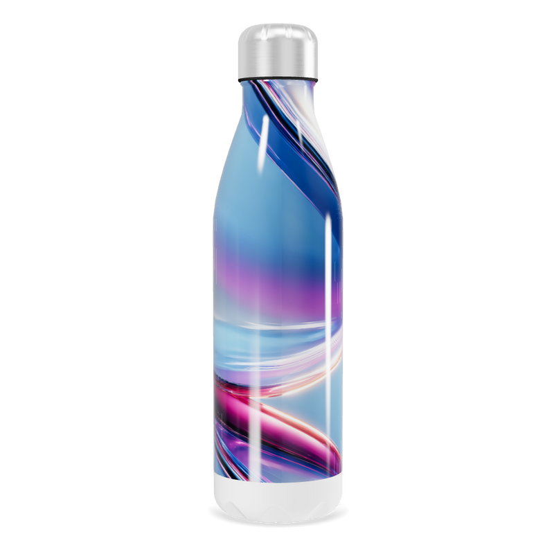 Garrafa Inox - Azul com Design Abstrato