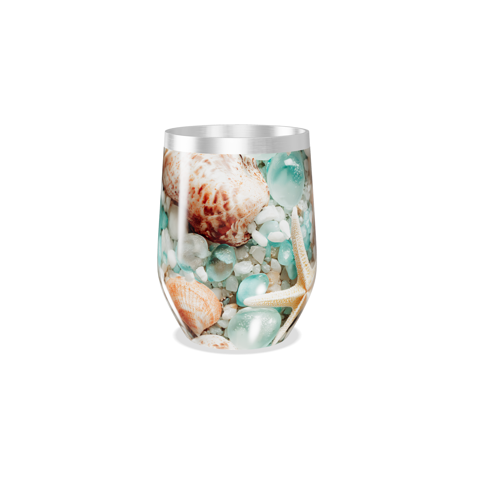 Copo Térmico Slim - Estampa Praia Conchas