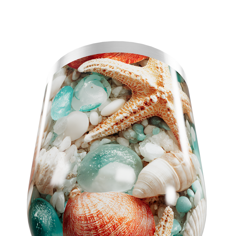 Copo Térmico Slim - Estampa Praia Conchas