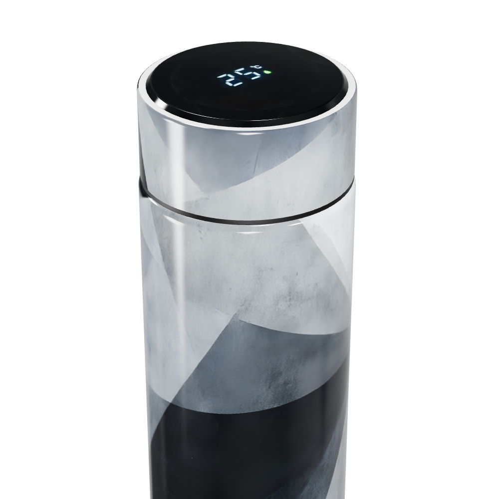 Garrafa Térmica Touch - Design Geométrico Cinza