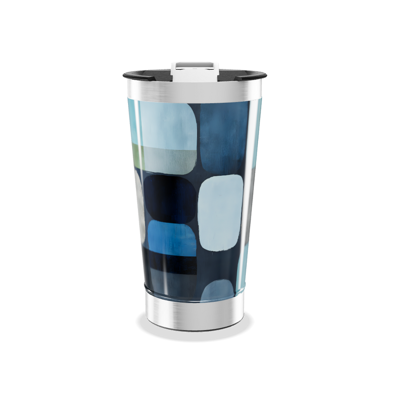 Copo Térmico - Azul com Estampa Abstrata