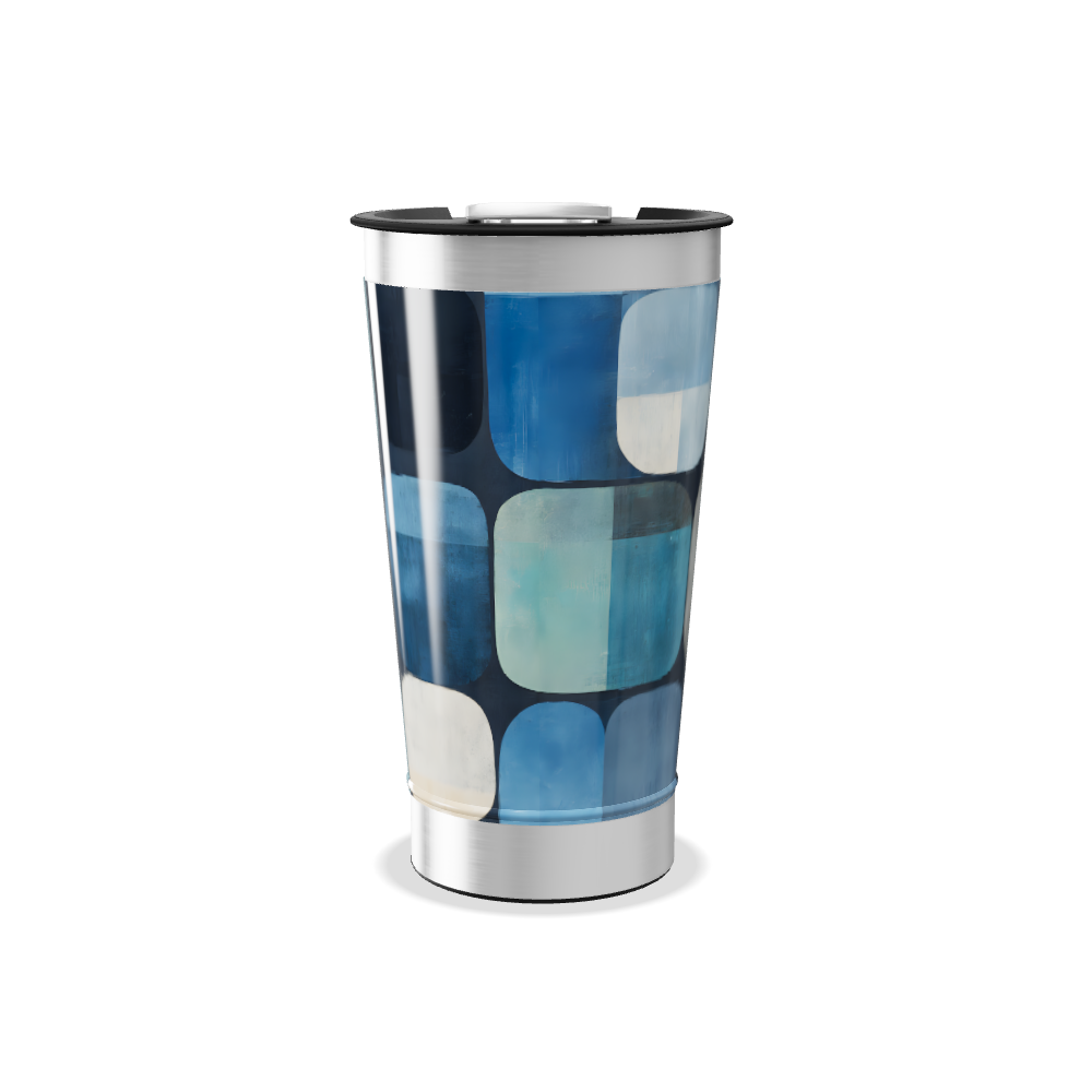 Copo Térmico - Azul com Estampa Abstrata