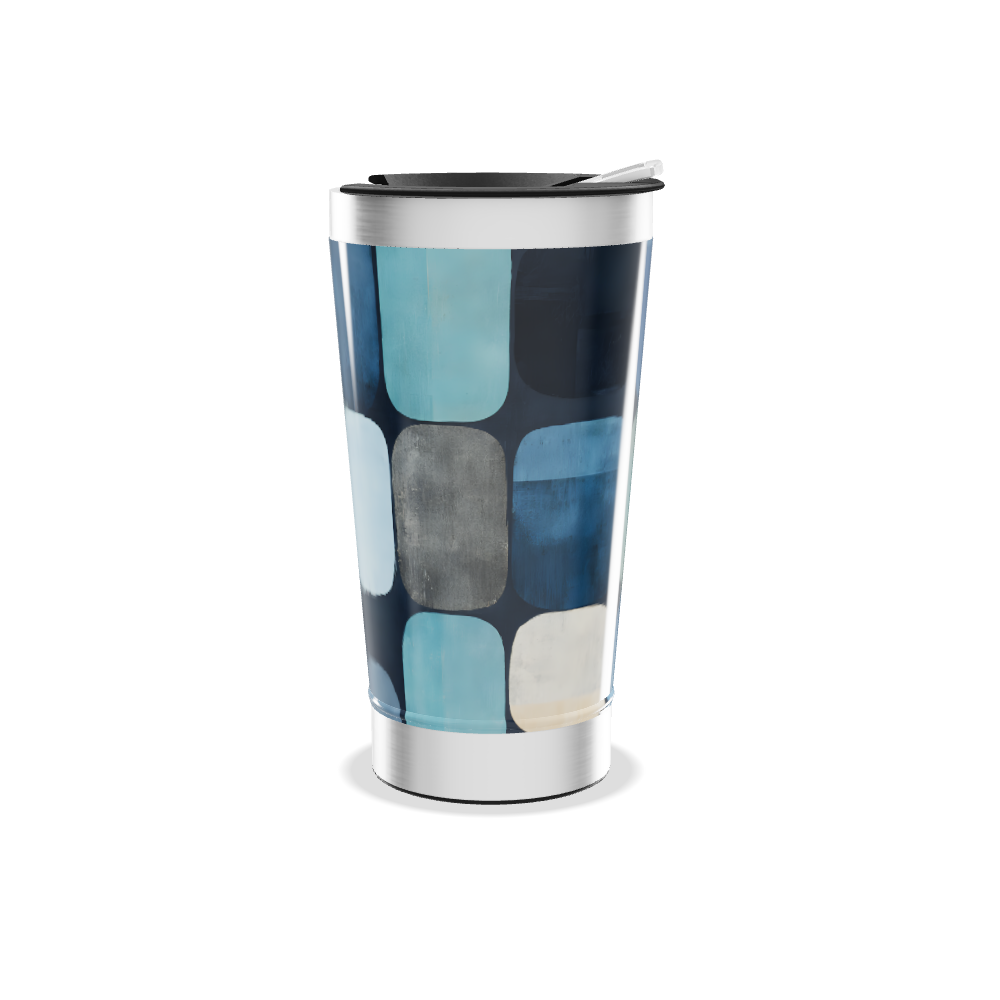 Copo Térmico - Azul com Estampa Abstrata
