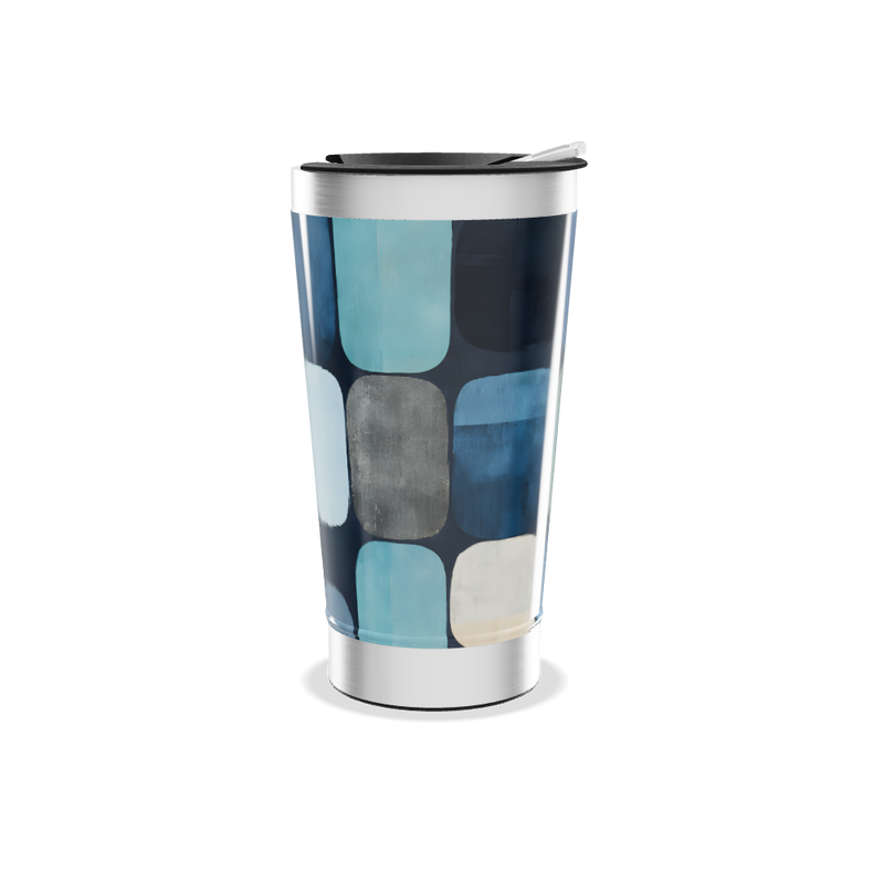 Copo Térmico - Azul com Estampa Abstrata