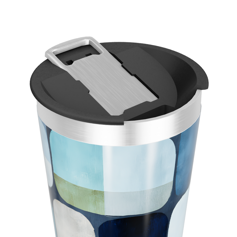 Copo Térmico - Azul com Estampa Abstrata