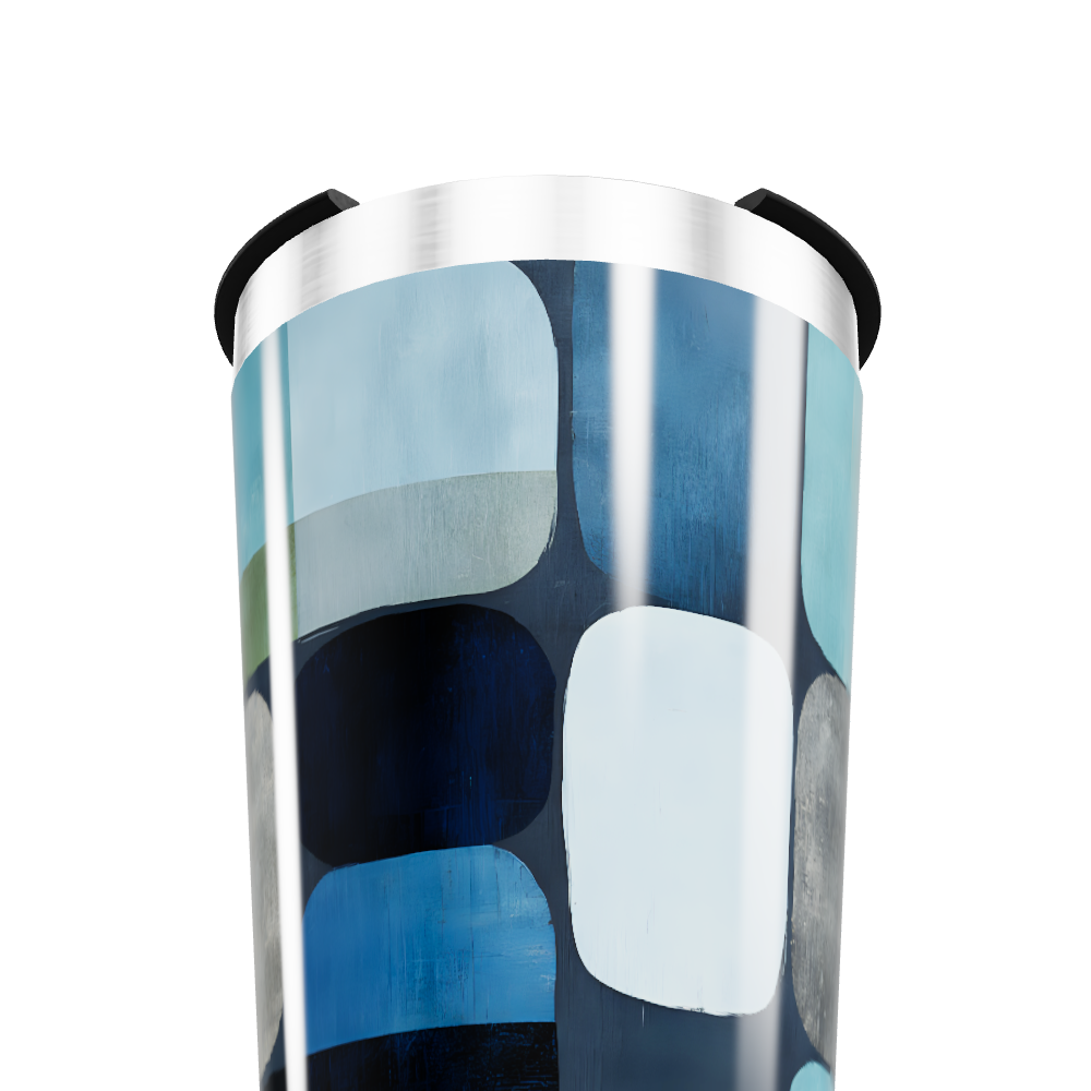 Copo Térmico - Azul com Estampa Abstrata