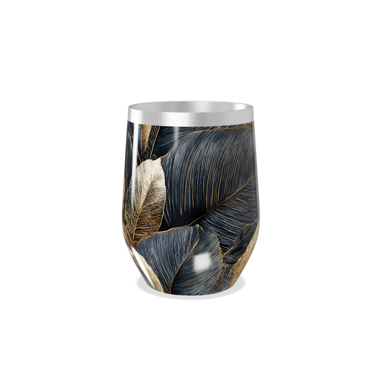 Copo Térmico Slim - Folhas Preto e Dourado