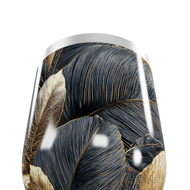 Copo Térmico Slim - Folhas Preto e Dourado