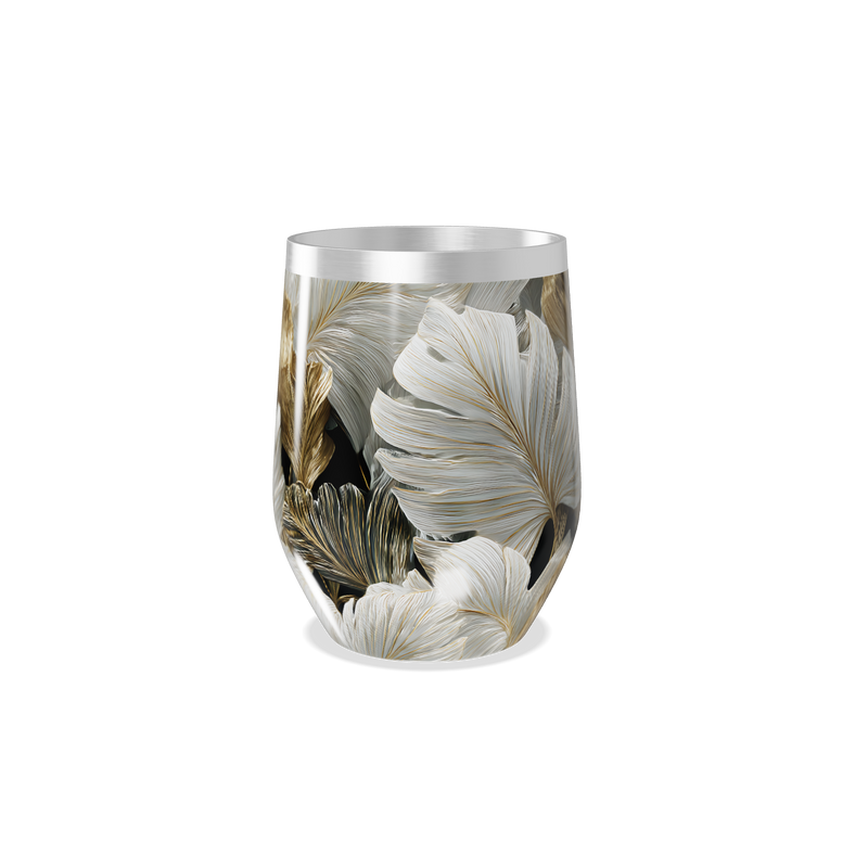 Copo Térmico Slim - Floral Preto e Dourado