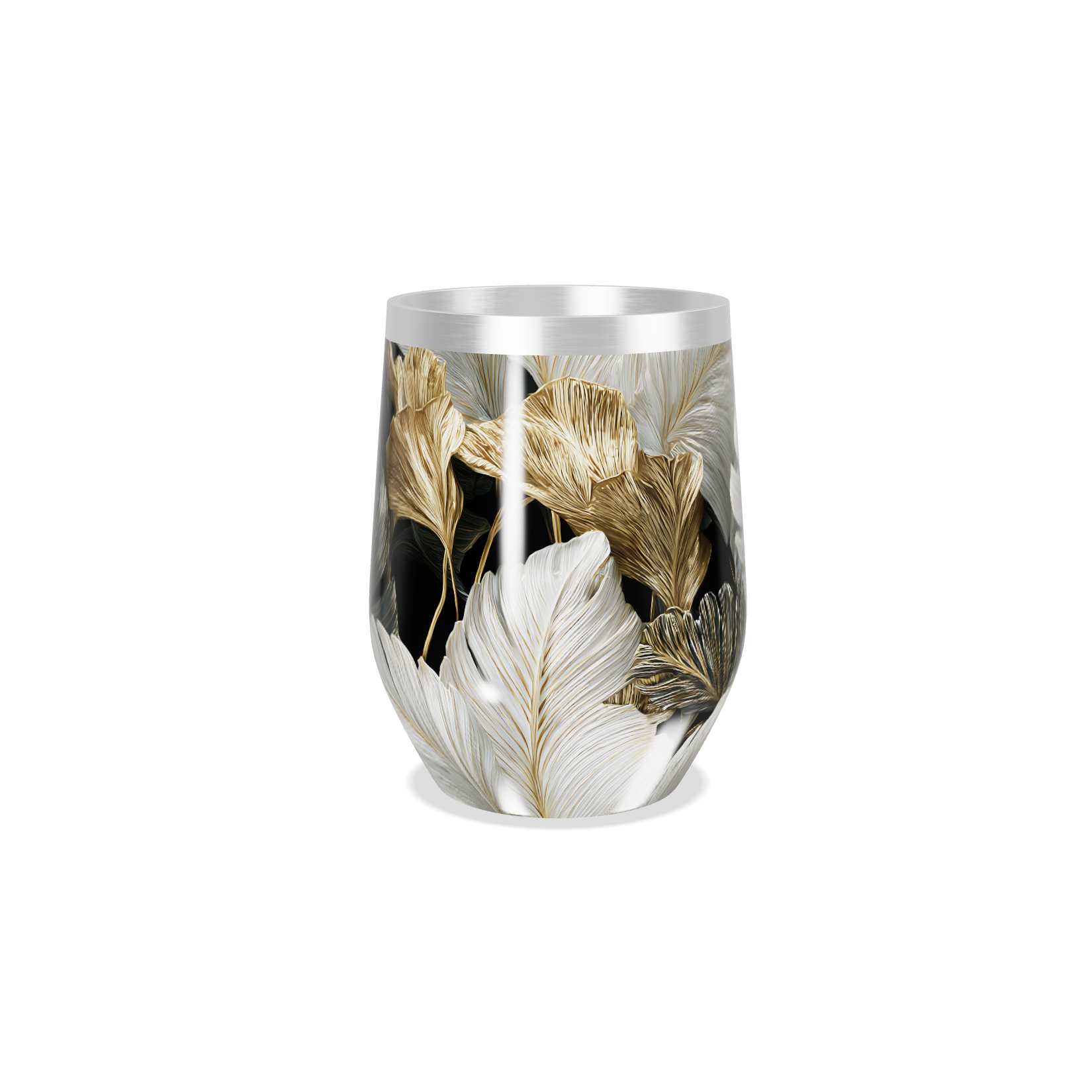 Copo Térmico Slim - Floral Preto e Dourado