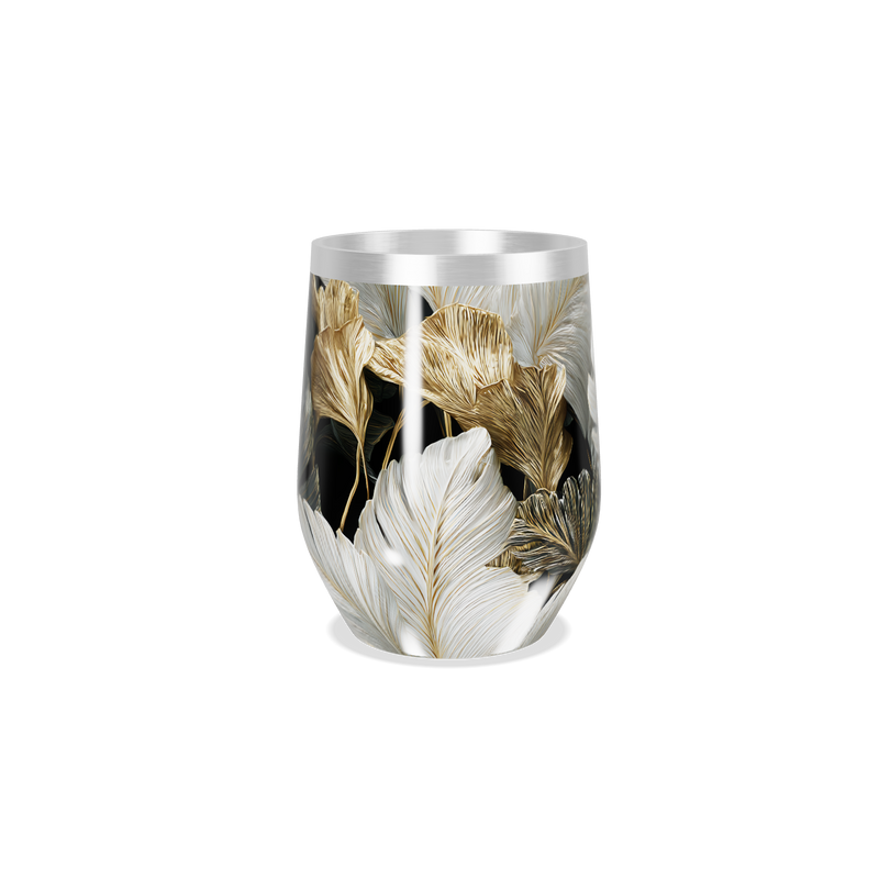 Copo Térmico Slim - Floral Preto e Dourado