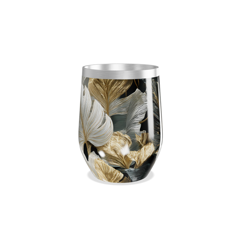 Copo Térmico Slim - Floral Preto e Dourado