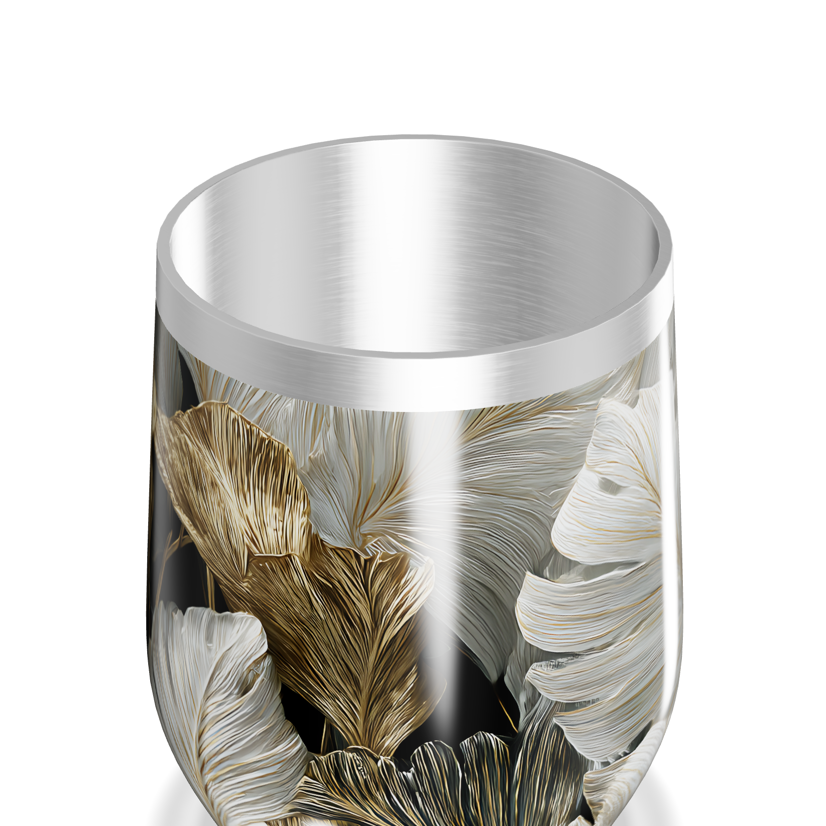 Copo Térmico Slim - Floral Preto e Dourado