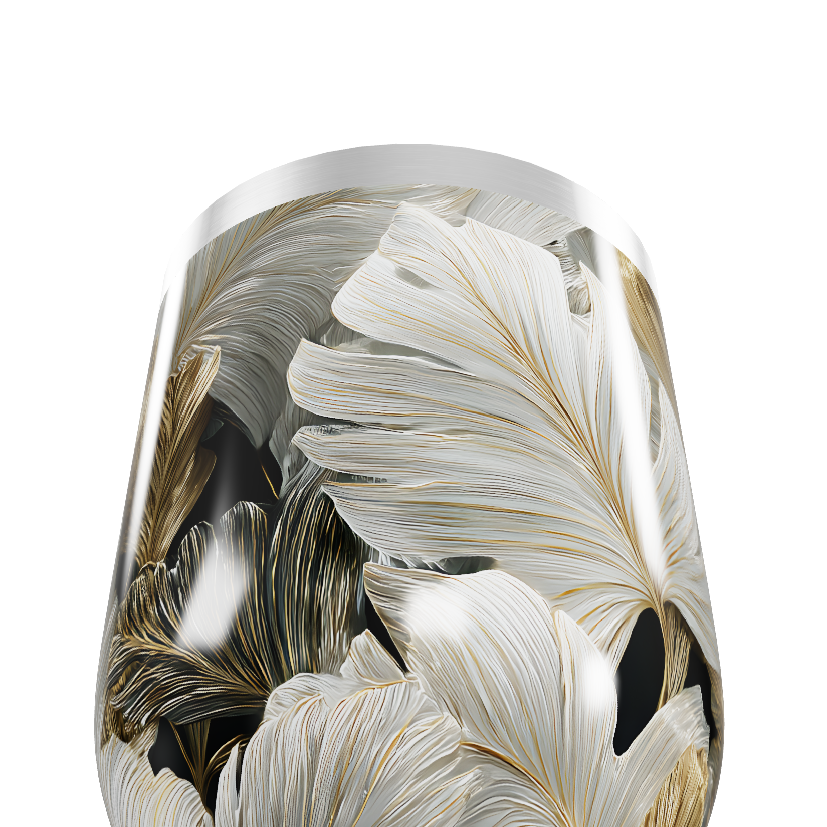 Copo Térmico Slim - Floral Preto e Dourado