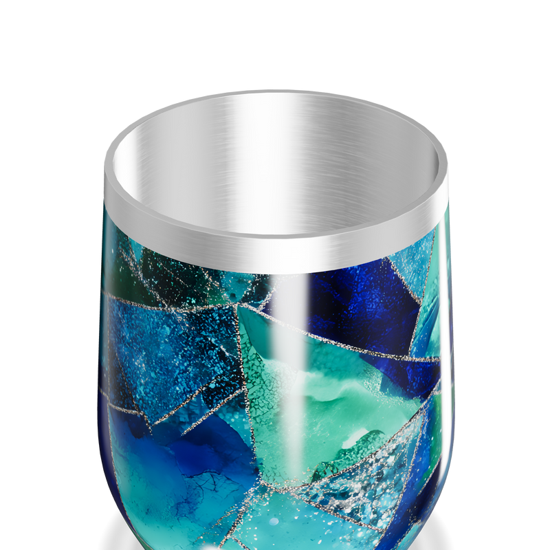 Copo Térmico Slim - Azul Verde Geométrico