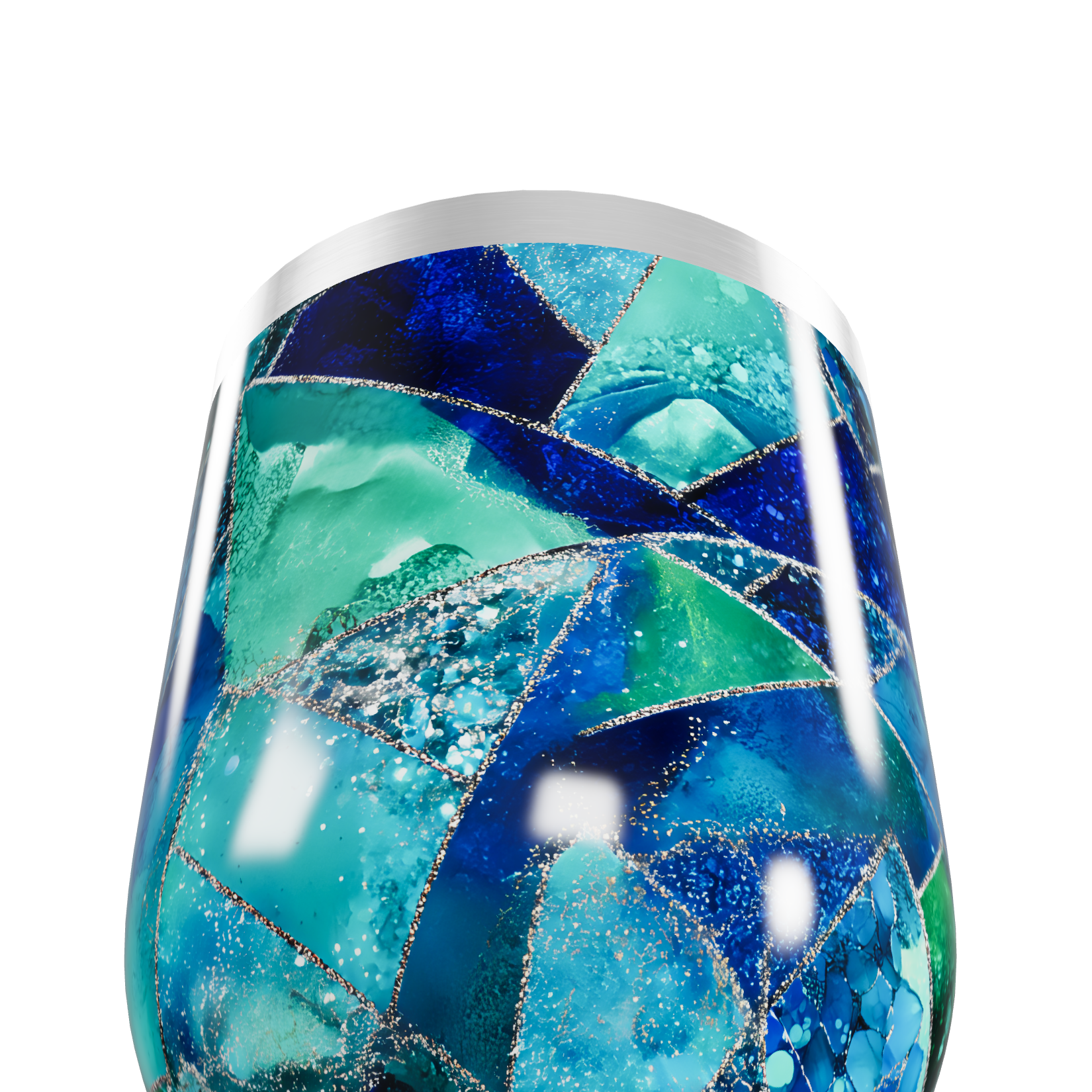 Copo Térmico Slim - Azul Verde Geométrico