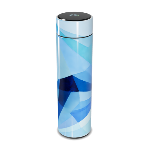 Garrafa Térmica Touch - Azul com Estampa Geométrica