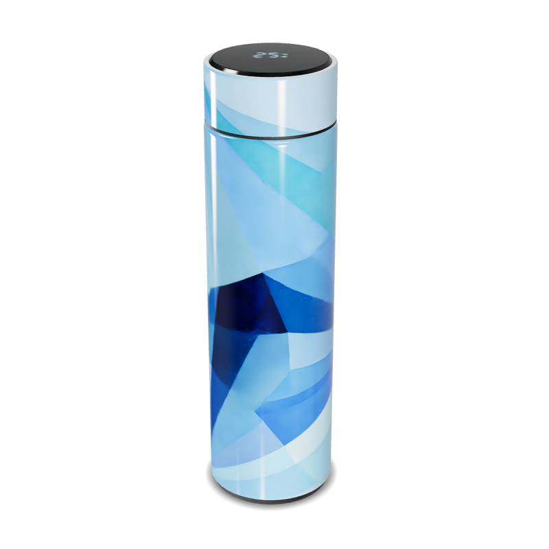 Garrafa Térmica Touch - Azul com Estampa Geométrica
