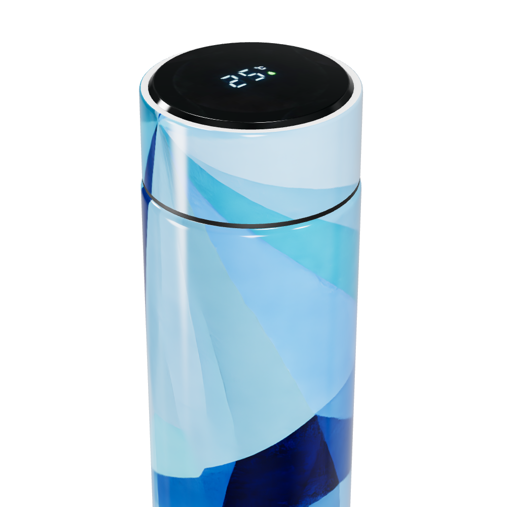 Garrafa Térmica Touch - Azul com Estampa Geométrica