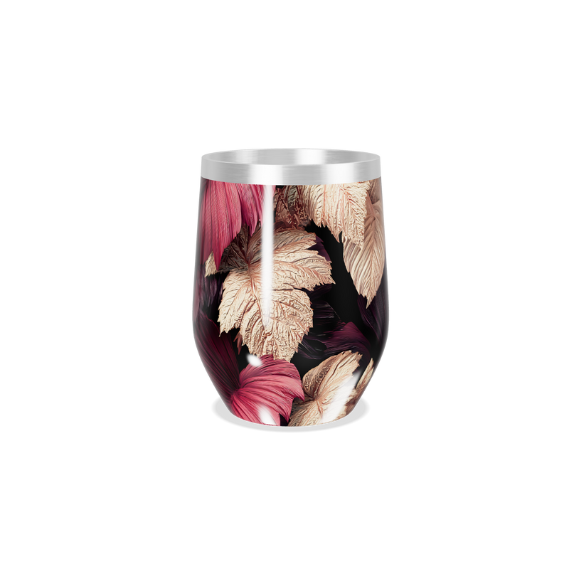 Copo Térmico Slim - Floral Roxo e Dourado aço inox