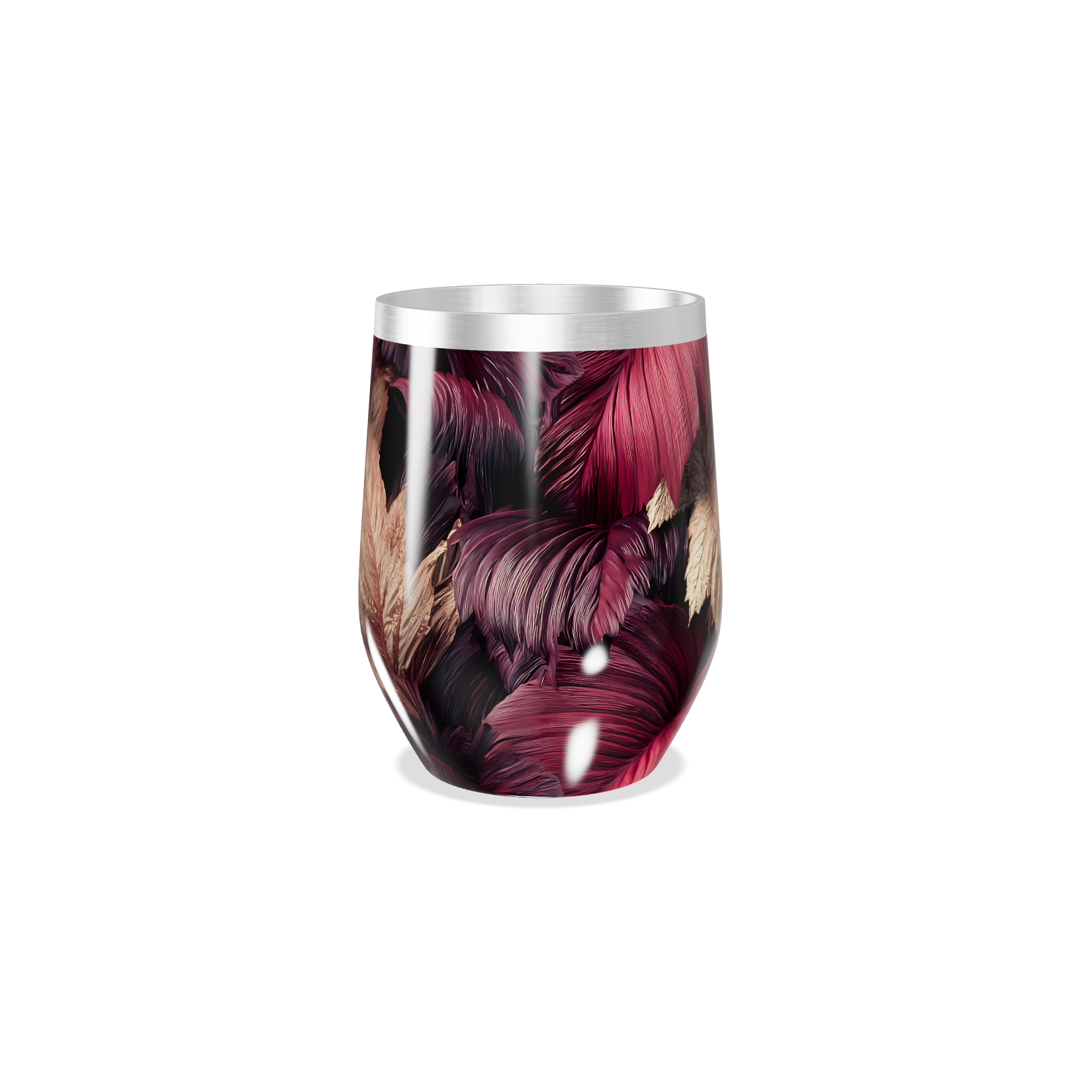 Copo Térmico Slim - Floral Roxo e Dourado aço inox