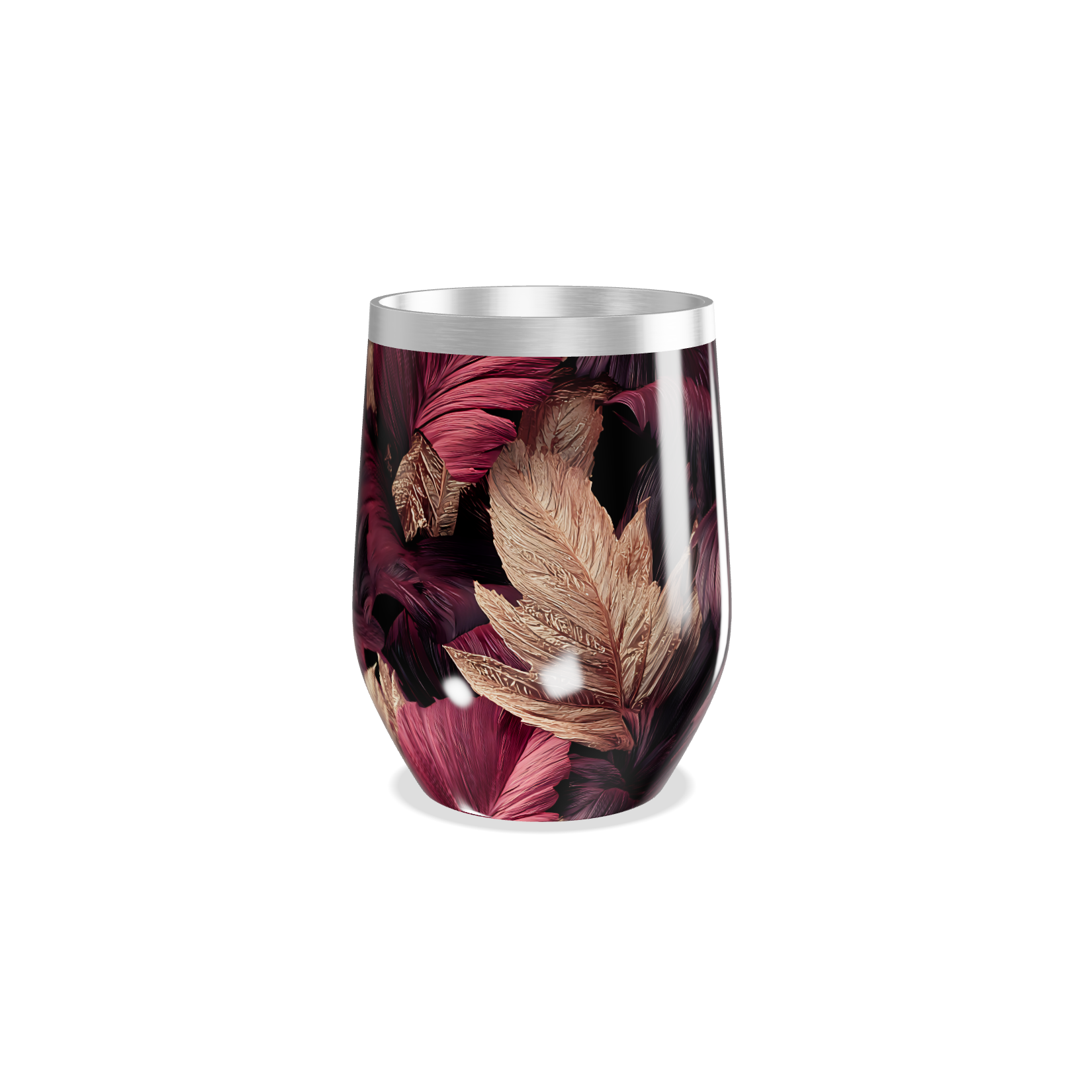 Copo Térmico Slim - Floral Roxo e Dourado aço inox