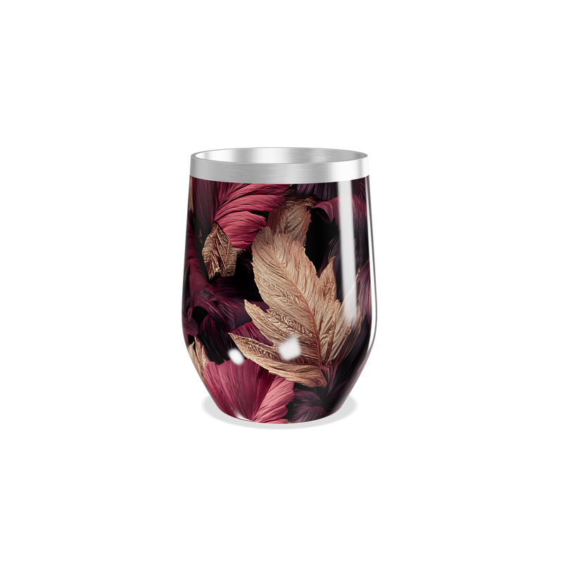 Copo Térmico Slim - Floral Roxo e Dourado aço inox