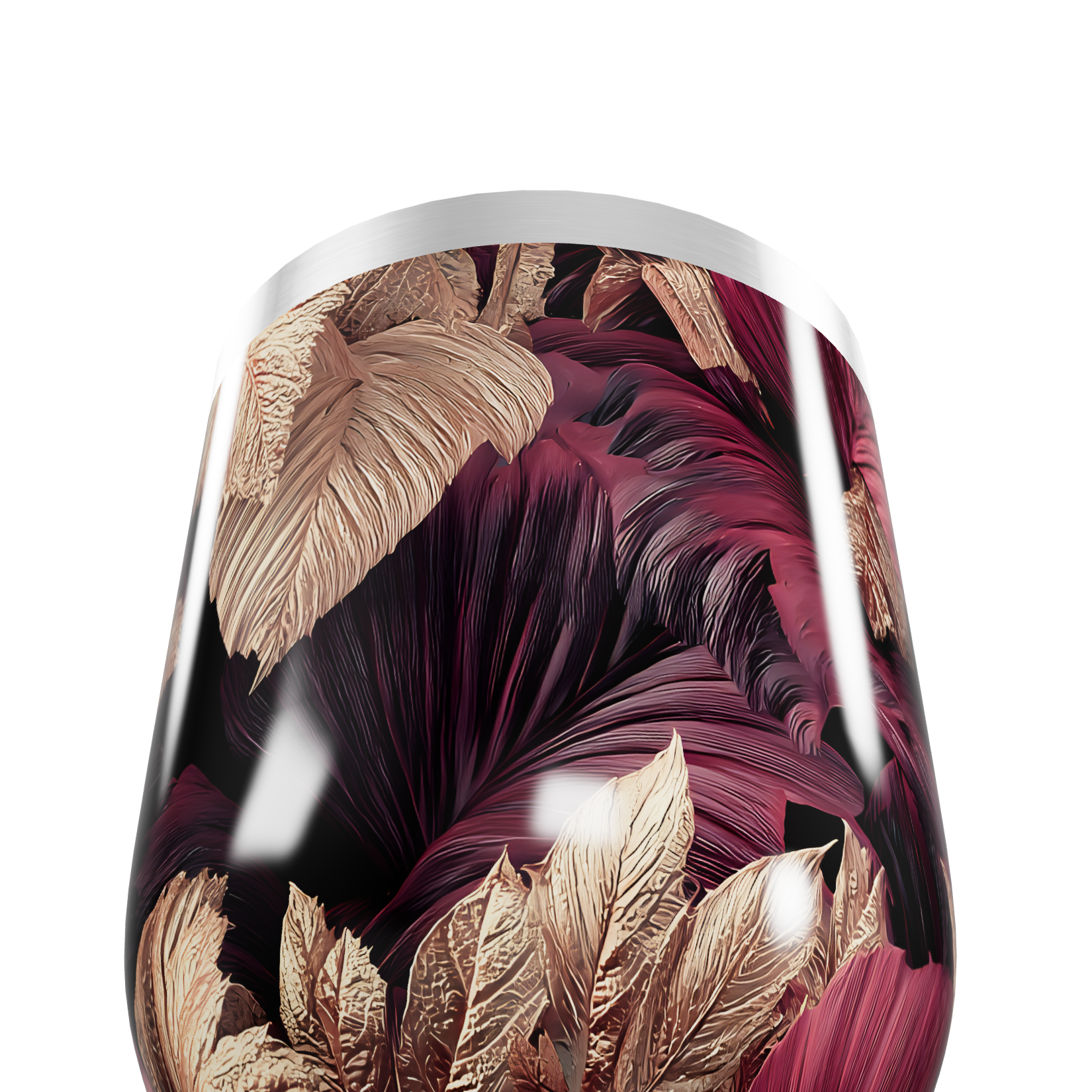 Copo Térmico Slim - Floral Roxo e Dourado aço inox