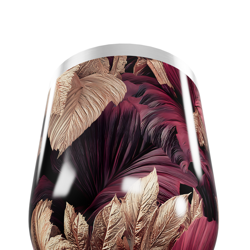 Copo Térmico Slim - Floral Roxo e Dourado aço inox