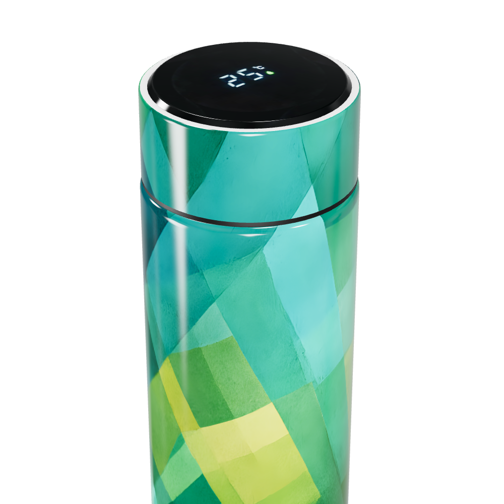 Garrafa Térmica Touch - Verde com Estampa Geométrica