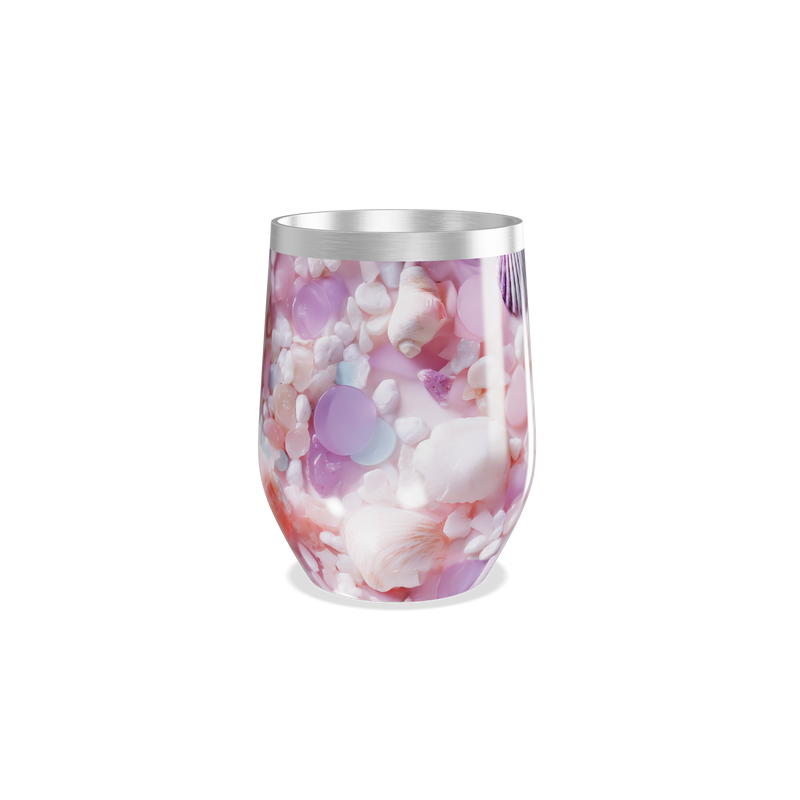 Copo Térmico Slim - Conchas e Pedras Rosa