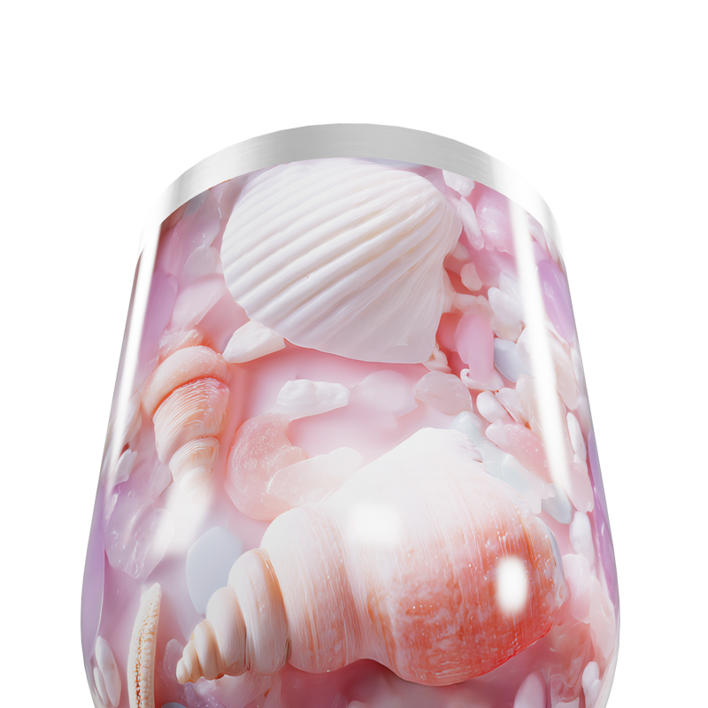 Copo Térmico Slim - Conchas e Pedras Rosa